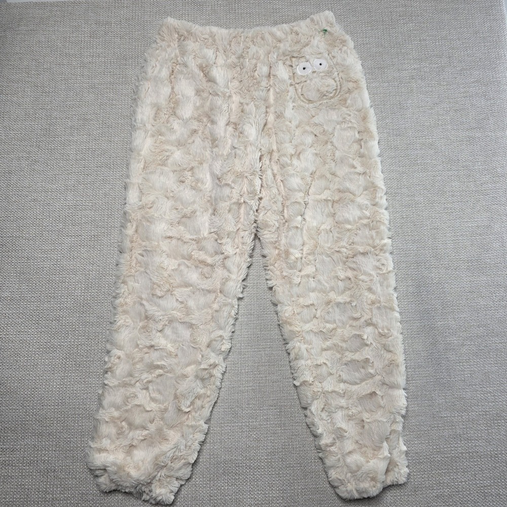 Oysho Women's‎ Size XL Teddy Elastic Waist Pants Ski Soft Jogger Beige NWOT